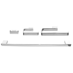 Wall Mounted 4-Piece Square Bathroom Accessory Set in Chrome
